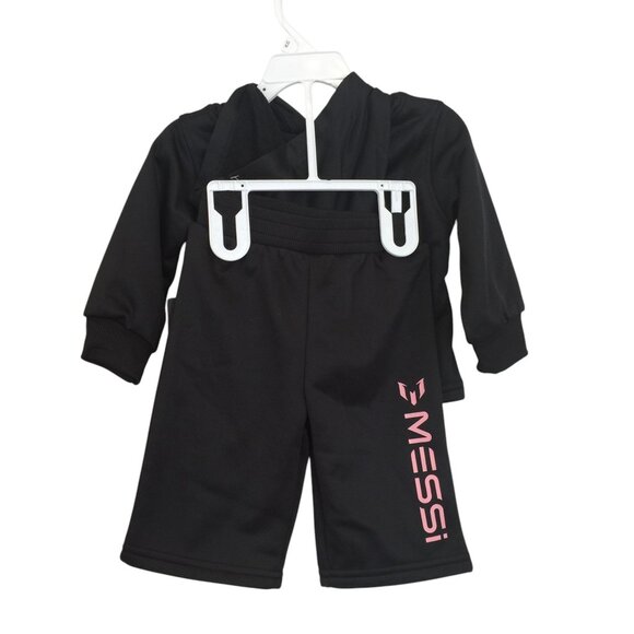 MESSI Collection 12 Months Toddler Hooded Top & Pants Black Pink 2 Piece Set - Picture 2 of 4